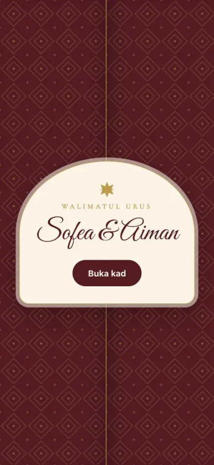 Pintu kad bercorak songket merah